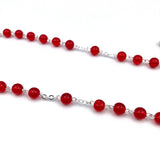 Roter Rosenkranz rot Geschenk für Mädchen Frau Glasrosenkranz Glasperlen Rosenkranz zur Konfirmation Firmung Rosenkranzkette zum Umhängen rot Geschenk für Frauen