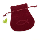 Rosenkranzbeutel, Beutel für Rosenkranz, Aufbewahrung, Etui, Schmuckbeutel für Rosenkränze, rot, weinrot, bordeaux, Fisch, Fischmotiv