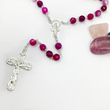 Rosenkranz, rosa, pink, Rosenquarz, echt Silber, Silberrosenkranz, Firmung, Erstkommunion, Taufe, Rosenquarzrosenkranz, Edelstein, Edelsteinrosenkranz, Rosenkranz, Edelstein, Rosenquarz, rosa, Silber, Geschenk Konfirmation Mädchen, Achat pink