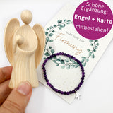 Kommunionsgeschenk engel und armband lila violett amethyst für Mädchen, Konfirmationsgeschenk Mädchen Engelsfigur mit Armband lila amethyst