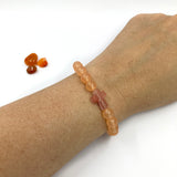 Edelstein Armband Karneol Rosenquarz rosa orange  Geschenk Konfirmation Firmung Geburstag Geschenk für Frauen Jugendweihe christliches Armband Kreuz Kreuzanhänger Konfirmationsgeschenk Firmung Schmuck Geschenk Mädchen Frauen Weihnachtsgeschenk christliches katholisches Geschenk