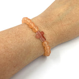 Armband mit Edelsteinperlen: Rosenquarz, Kalzedon