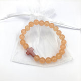 Armband mit Edelsteinperlen: Rosenquarz, Kalzedon