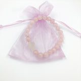 Armband mit Edelsteinperlen: Rosenquarz, Kalzedon