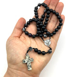 Design-Unikat: Rosenkranz Edelstein Onyx + Edelstein-Kreuz