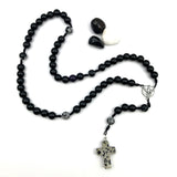 Design-Unikat: Rosenkranz Edelstein Onyx + Edelstein-Kreuz