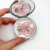 Rosenkranz pink rosa Mädchen Kommunion Konfirmation Erstkommunion Glasrosenkranz mit Schmuckdose Etui Taube Kommunionsrosenkranz Firmung Kinderrosenkranz Kommunionsgeschenk, Geschenk mit Dose Box