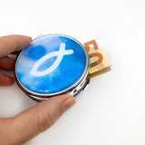 Rosenkranzdose, Fisch, blau, Ø 7 cm