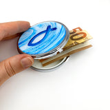 Rosenkranzdose, Fisch + Wellen, Ø 7 cm