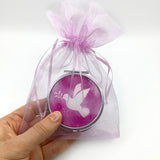 Rosenkranz pink rosa Mädchen Kommunion Konfirmation Erstkommunion Glasrosenkranz mit Schmuckdose Etui Taube Kommunionsrosenkranz Firmung Kinderrosenkranz Kommunionsgeschenk, Geschenk mit Dose Box