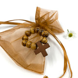 Rosenkranz für die Geldbörse Brieftasche Finger Rosenkranz  Mini Rosenkranz braun fingerrosenkranz christlicher Reiseschutz Olivenholz Zehner