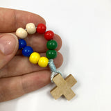 Rosenkranz für die Geldbörse Brieftasche Finger Rosenkranz Mini Rosenkranz braun fingerrosenkranz christlicher Reiseschutz Olivenholz Zehner blau braun rot beige natur schwarz cognac grün