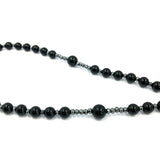 schwarzer Onyx Großer Rosenkranz zum Umhängen Rosenkranzkette Gebetskette Dekorosenkranz zur Dekoration Wandrosenkranz zum aufhängen an der Wand dunkel schwarz Edelstein Geschenk für Pfarrer Bischof geknüpft opulent Hingucker Hämatit Onyx