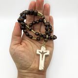 Großer Rosenkranz, zum Umhängen, Rosenkranzkette, Gebetskette, Dekorosenkranz, Rosenkranz zur Dekoration, Wandrosenkranz, zum aufhängen an der Wand, Blau, royalblau, goldener Rosenkranz, gold, Kristallglasperlen, blau, Holz, Holzrosenkranz, Geschenk für Pfarrer, Bischof