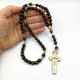 Großer Rosenkranz, zum Umhängen, Rosenkranzkette, Gebetskette, Dekorosenkranz, Rosenkranz zur Dekoration, Wandrosenkranz, zum aufhängen an der Wand, Blau, royalblau, goldener Rosenkranz, gold, Kristallglasperlen, blau, Holz, Holzrosenkranz, Geschenk für Pfarrer, Bischof