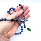 Großer Rosenkranz, Edelstein-Lapislazuli, geknüpft