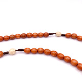 Holz Rosenkranz Rosenkranzkette, Gebetskette Dekorosenkranz, Holzrosenkranz zur Dekoration, braun haselnussbraun helle zwischenperlen kruzifix geknüpfter geschenk mann männer bischof pfarrer männerrosenkranz firmung konfirmation junge bub ovale holzperlen