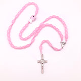 Design-Rosenkranz Unikat handgeknüpft geknüpft Porzellanperlen, Glasperlen Glasrosenkranz Individueller Rosenkranz für Frauen Mädchen Geschenk zur Firmung Erstkommunion Taufe Rosenkranz Geschenk Konfirmation Mädchen hellrosa rosa pink Kommunionsgeschenk Kommunionsrosenkranz Erstkommunion Geschenk Firmung Konifrmation Rosenkranzkette Fisch Fischperle