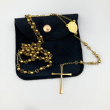 Rosenkranzkette gold zum Umhängen Kette Kreuz Halskette Kette für Frauen Mädchen zur Firmung Konfirmation Konfirmationsgeschenk für Mädchen Konfirmationsschmuck goldfarben Edelstahl wasserfest