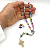 Rosenkranz bunt Edelsteine handgemacht handgeknüpft bunt Geschenk Mädchen Kommunion Erstkommunion Firmung Konfirmation Edelsteinkreuz modern besonders hochwertig