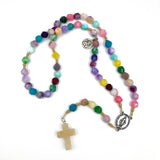 Rosenkranz bunt Edelsteine handgemacht handgeknüpft bunt Geschenk Mädchen Kommunion Erstkommunion Firmung Konfirmation Edelsteinkreuz modern besonders hochwertig
