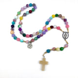 Rosenkranz bunt Edelsteine handgemacht handgeknüpft bunt Geschenk Mädchen Kommunion Erstkommunion Firmung Konfirmation Edelsteinkreuz modern besonders hochwertig
