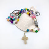 Rosenkranz bunt Edelsteine handgemacht handgeknüpft bunt Geschenk Mädchen Kommunion Erstkommunion Firmung Konfirmation Edelsteinkreuz modern besonders hochwertig
