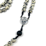 Design Unikat Rosenkranz schwarz weiß heiliger Geist gepunktet Edelsteinperlen Edelstein Dalmatiner Jaspis Geschenk Pfarrer Bischof weihrosenkranz geweiht geschenk konfirmation Junge geschenk firmung Bub Mann männerrosenkranz