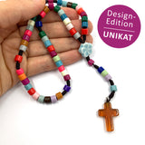 Design-Rosenkranz, Unikat, besonderer Kommunionsrosenkranz, individuell, handgeknüpft, geknüpft,, Individueller Rosenkranz für Frauen, Mädchen, Jungen, Geschenk zur Firmung, Erstkommunion, Taufe,  Rosenkranz bunt, regenbogen, Geschenk Konfirmation Mädchen, Jungen, bunt