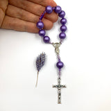 kurzer, kleiner,
Design-Rosenkranz, Unikat, besonderer Kommunionsrosenkranz, individuell, handgeknüpft, geknüpft,, Individueller Rosenkranz für Frauen, Mädchen, Jungen, Geschenk zur Firmung, Erstkommunion, Taufe, Rosenkranz, Geschenk Konfirmation Mädchen, lila, violett, Keramik, Kermaikperlen