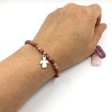 Armband Engelanhänger rosa, Edelsteinarmband Geschenk Mädchen Kommunion, Geschenk für Mädchen Konfirmation, Geschenk Firmung Mädchen, Schmuck Kommunion rosa, Schmuck Firmung Mädchen Geschenk, Schmuck Konfirmation Mädchen Geschenk