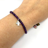 Geschenk Mädchen Kommunion, Geschenk Mädchen Firmung Konfirmation, Armband zur Kommunion, Armband zum Geburtstag amethyst, Amethyst Armband Engelanhänger, Kommunionsschmuck, Firmschmuck, Schmuck zur Firmung Konfirmation,