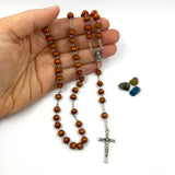 Rosenkranz, runde Holzperlen, braun