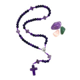 echt Amethyst handgemacht handgeknüpft geknüpft Design Rosenkranz Unikat individuell geknüpft handgeknüpft Edelstein Edelsteinrosenkranz Perlen lila violett Amethyst Edelsteinkreuz Geschenk Mädchen Konfirmation Firmung Taufe Erstkommunion Kommunion Rosenquarz Autorosenkranz Rosenkranz Jugendweihe Katholisch christlich