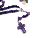 echt Amethyst handgemacht handgeknüpft geknüpft Design Rosenkranz Unikat individuell geknüpft handgeknüpft Edelstein Edelsteinrosenkranz Perlen lila violett Amethyst Edelsteinkreuz Geschenk Mädchen Konfirmation Firmung Taufe Erstkommunion Kommunion Rosenquarz Autorosenkranz Rosenkranz Jugendweihe Katholisch christlich