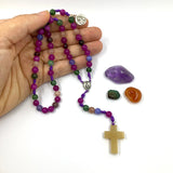 Design-Unikat: Rosenkranz, Edelstein-Perlen Turmalin, pink/grün/blau