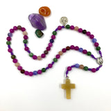 Design-Unikat: Rosenkranz, Edelstein-Perlen Turmalin, pink/grün/blau