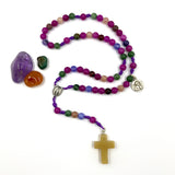 Design-Unikat: Rosenkranz, Edelstein-Perlen Turmalin, pink/grün/blau