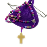 Design-Unikat: Rosenkranz, Edelstein-Perlen Turmalin, pink/grün/blau