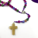 Design-Unikat: Rosenkranz, Edelstein-Perlen Turmalin, pink/grün/blau