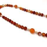 Design-Unikat: Rosenkranz Edelstein-Perlen + Perlmutt-Kreuz, orange