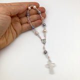 kleiner kurzer handgefertigt zehner Design-Rosenkranz Unikat besonderer Rosenkranz für Jungen Mädchen geschlechtsneutral rosa grün gelb blau als Geschenk zur Konfirmation Firmung Erstkommunion Kommunion christliches katholischen Taufe Taufgeschenk individuell handgeknüpft geknüpft Geschenk zur Firmung Rosenkranzkette Geschenk Jugendweihe gelb blau Glasperlen