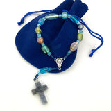 Design-Rosenkranz Unikat besonderer Rosenkranz für Jungen Konfirmation Firmung individuell  Taufe Taufgeschenk Kommunion Erstkommunion Geschenk handgeknüpft Unikat geknüpft Individueller Rosenkranz für Jungen Männer Geschenk zur Firmung Rosenkranzkette bunt grün blau personalisiert Edelsteinperlen Edelsteinrosenkranz, Geschenk Konfirmation Jungen Jugendweihe blau bunt kurzer Zehner Rosenkranz klein kurz bunt grün blau