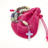 Design-Unikat: Kleiner Rosenkranz Keramik-Perlen, Pastellfarben