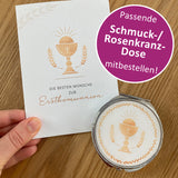 Schöne moderne Glückwunschkarte zur Kommunion Erstkommunion Kelch katholisch christlich Kommunionskarte Erstkommunionskarte Glückwünsche zur Kommunion neutral neutrale Farben geschlechtsneutral hochwertig edel neutral für Jungen und Mädchen