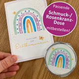 Schöne moderne Glückwunschkarte zur Kommunion Erstkommunion für Mädchen Regenbogen bunt Kommunionskarte Erstkommunionskarte Glückwünsche zur Kommunion christliches Motiv