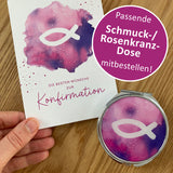 Geschenkset für Mädchen pink lila moderne Glückwunschkarte zur Konfirmation Firmung für Mädchen Fisch Fischmotiv pink rosa lila violett Firmkarte Konfirmationskarte Glückwünsche zur Konfirmation christliches Motiv Fisch