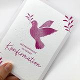 Glückwunschkarte Konfirmation, Taube, pink