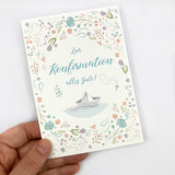 Glückwunschkarte zur Konfirmation, Firmung, Geschenk Konfirmation, Grußkarte Karte, Firmkarte, Geschenk für Mädchen Konfirmation, Boot, Motiv, bunt,
