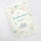 Glückwunschkarte zur Konfirmation, Firmung, Geschenk Konfirmation, Grußkarte Karte, Firmkarte, Geschenk für Mädchen Konfirmation, Boot, Motiv, bunt, Konfirmationsgeschenk Mädchen